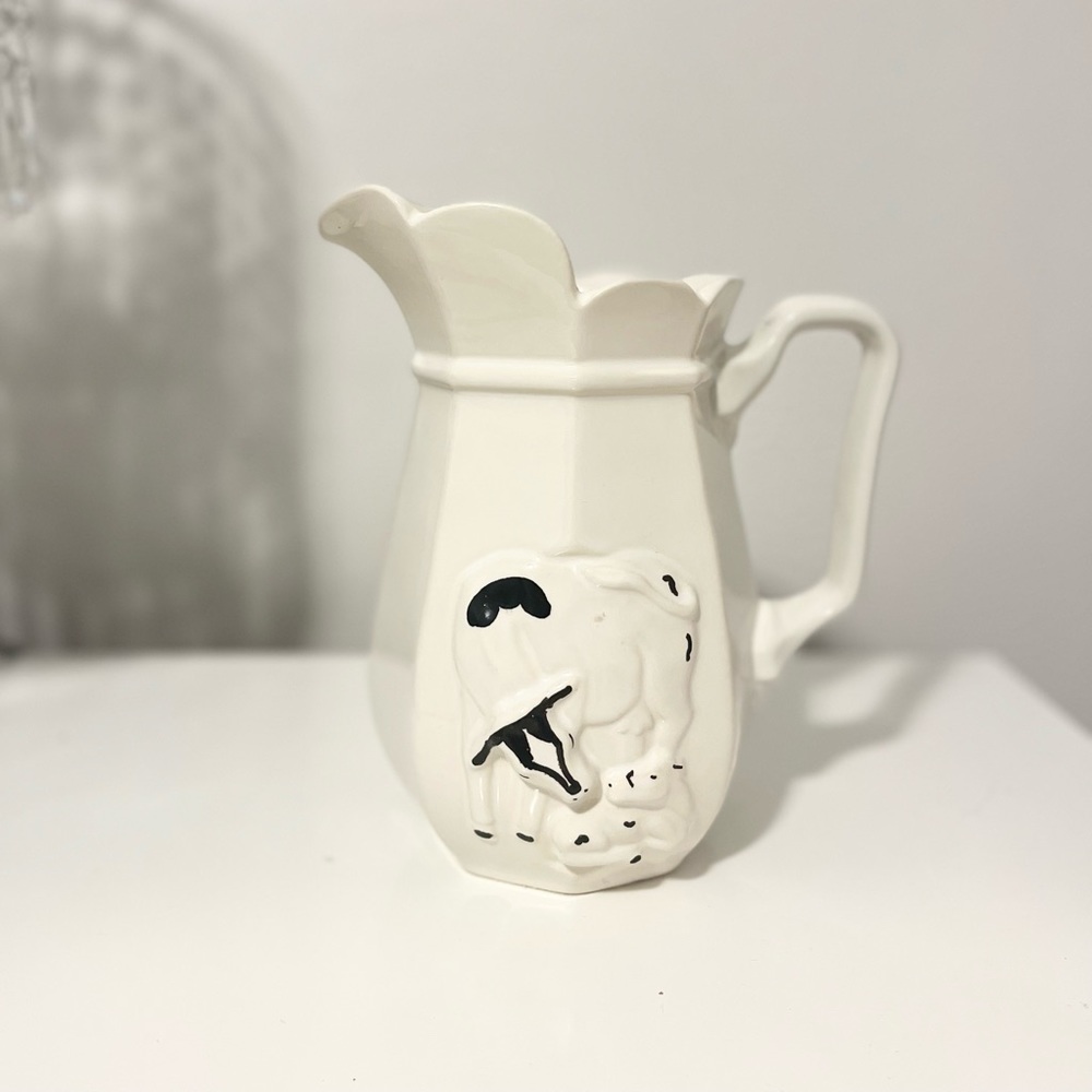 Vintage Milk Pitcher with Mother & Calf Details